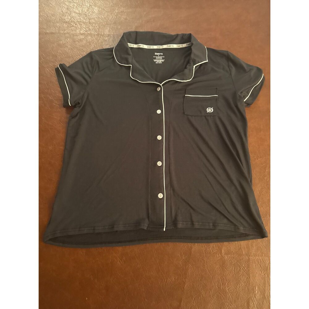 Women's Born Black Button-up Pajama Set w/ Pants Size L